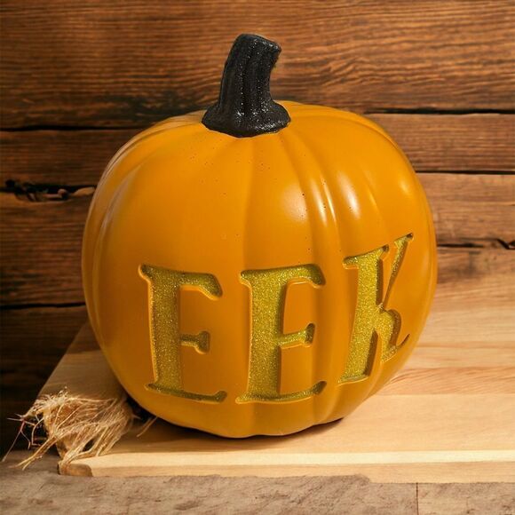 Hyde & EEK Halloween Lighted Pumpkin EEK - Picture 3 of 3